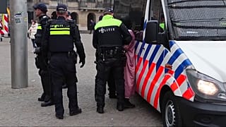Dutch police detain a demonstrator in Amsterdam, November 10th 2024