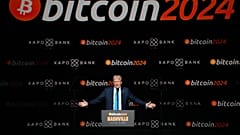 O Presidente eleito Donald Trump discursa na Conferência Bitcoin 2024, em julho