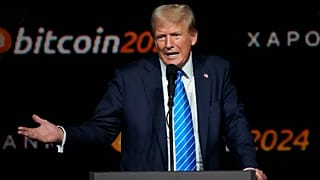 Donald Trump s'exprime lors de la Conférence Bitcoin 2024, le 27 juillet 2024, à Nashville.