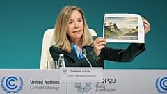 Celeste Saulo, secretária-geral da Organização Meteorológica Mundial, fala durante uma sessão da Cimeira do Clima da ONU COP29, segunda-feira, 11 de novembro de 2024, em Baku, Azerbaijão. 