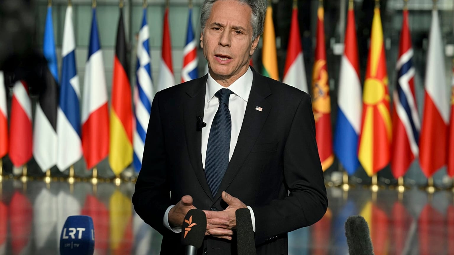 Blinken comparece ante los medios en la sede de la OTAN en Bruselas este miércoles 13 de noviembre de 2024