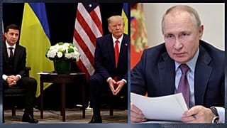 Zelenszkij és Trump 2019-ben - Vlagyimir Putyin 2024