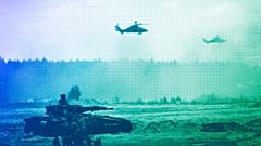 Eurocopters and a Tiger of the German Army take part in the Lithuanian-German division-level international exercise at a training range in Pabrade near Vilnius, May 2024