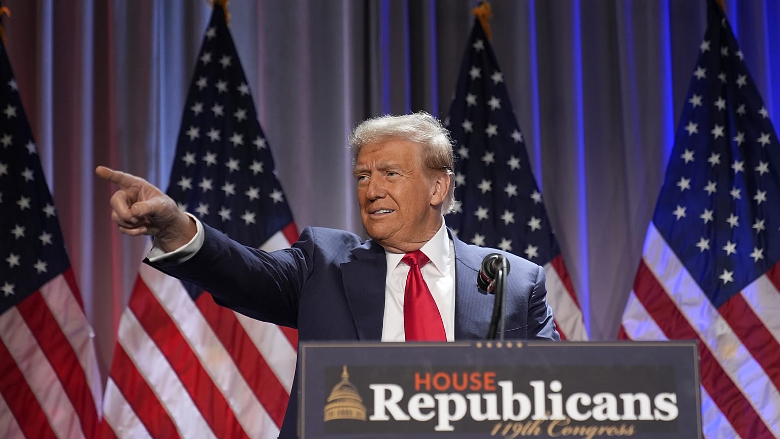 Başkan Donald Trump, Washington'da Cumhuriyetçi Partililere sesleniyor, 13 Kasım 2024