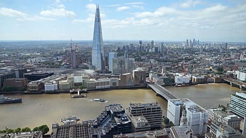 A general view of London's south bank of the River Thames including the city's tallest building the Shard, in London