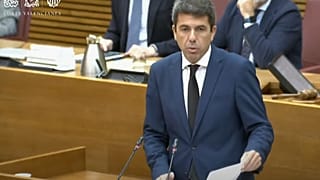 Carlos Mazón durante su comparecencia.