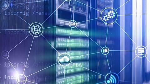 A design showing a technology infrastructure concept.