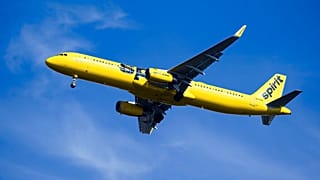 A Spirit Airlines jet approaches Philadelphia International Airport. 24 February 2021.
