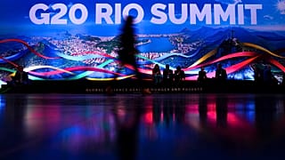 Foto de un cartel que da la bienvenida a la cumbre del G20 en Río.