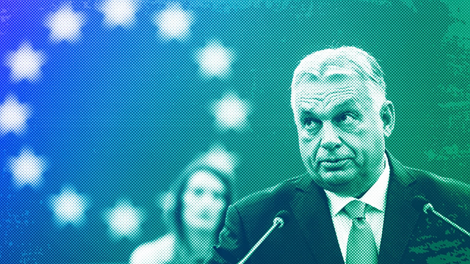 Hungarian Prime Minister and President of EU Council Viktor Orban delivers his speech in the hemicycle of the European parliament in Strasbourg, October 2024