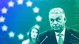 Hungarian Prime Minister and President of EU Council Viktor Orban delivers his speech in the hemicycle of the European parliament in Strasbourg, October 2024