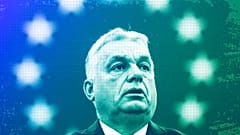 Hungarian Prime Minister and President of EU Council Viktor Orban delivers his speech in the hemicycle of the European parliament in Strasbourg, October 2024