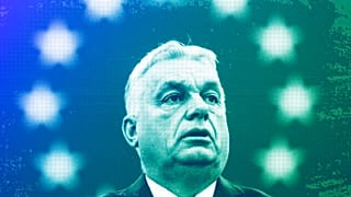 Hungarian Prime Minister and President of EU Council Viktor Orban delivers his speech in the hemicycle of the European parliament in Strasbourg, October 2024