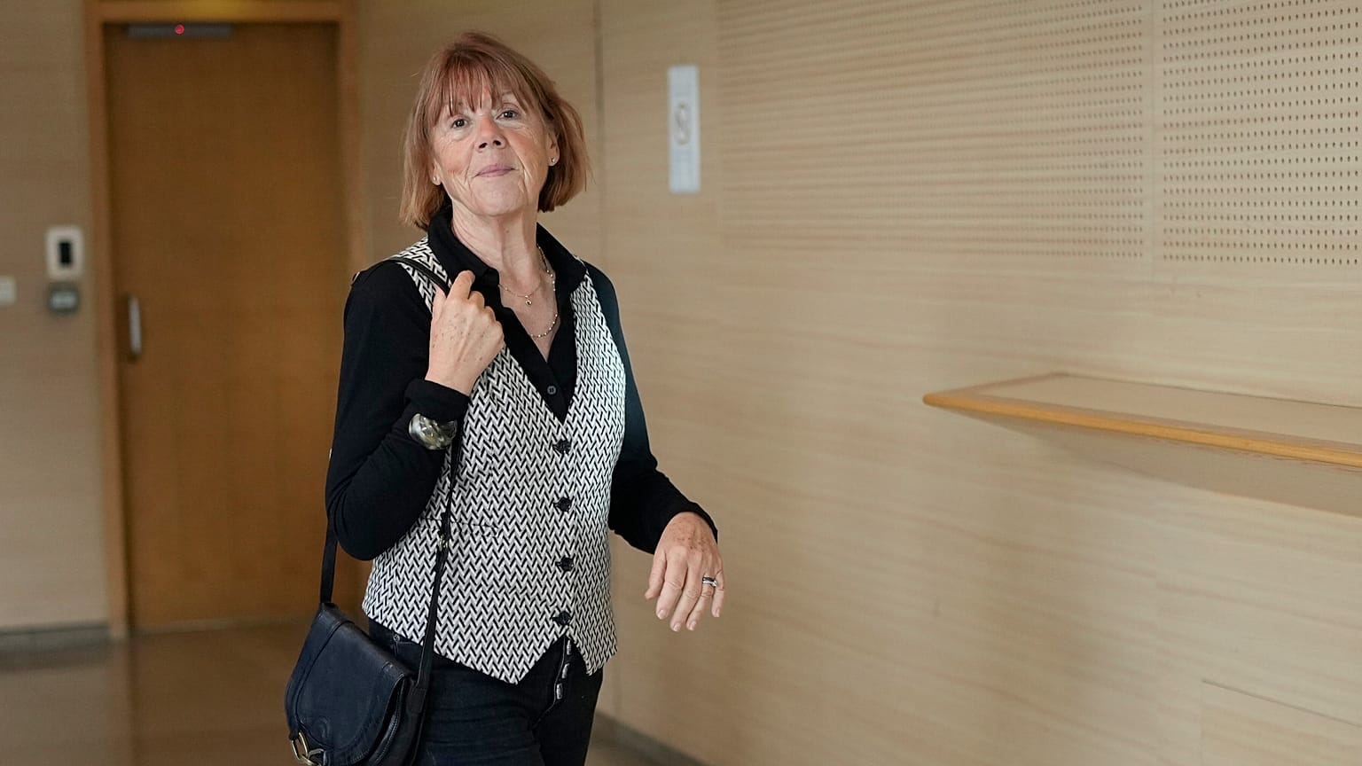 Gisele Pelicot, who was drugged by her now former husband so that he and others could assault her, arrives at the court house, in Avignon, southern France, Oct. 16, 2024.
