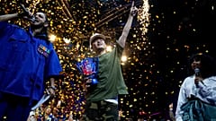 MT Pop of Vietnam celebrates his victory of the Red Bull Dance Your Style World Final at NSCI in Mumbai