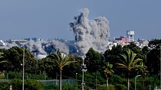 Smoke rises from an Israeli airstrike in Maashouka neighbourhood in Tyre, south Lebanon.