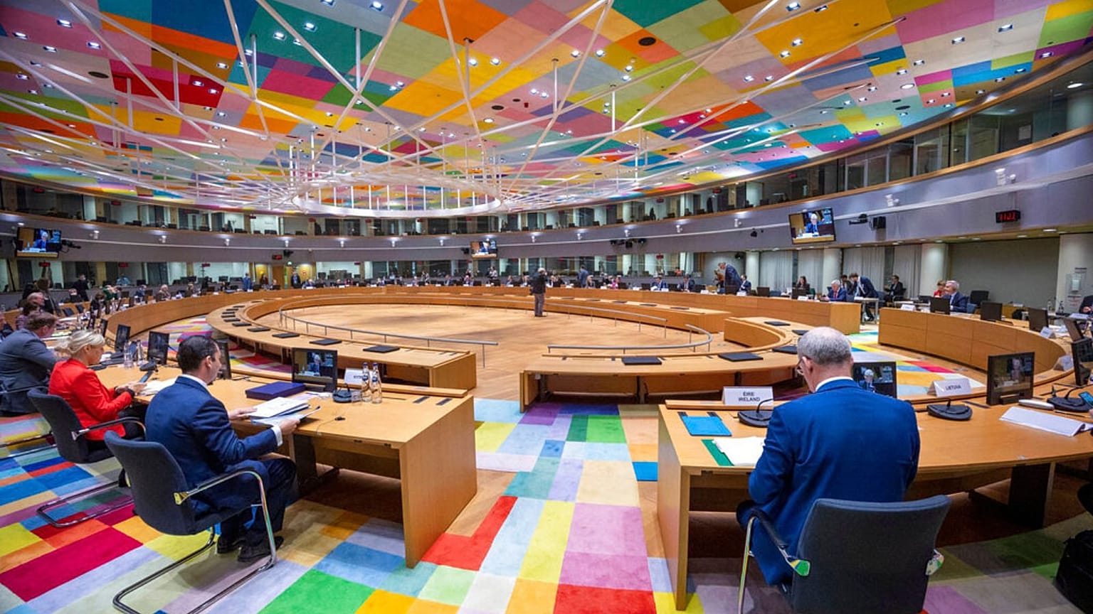 the European Defense Agency EDA meeting at the European Council building in Brussels