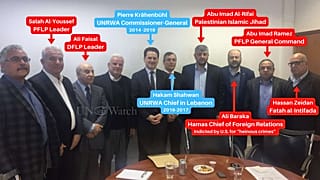 Az UNRWA volt főbiztosa, Pierre Krähenbühl (balról a 4.) is ott volt a találkozón