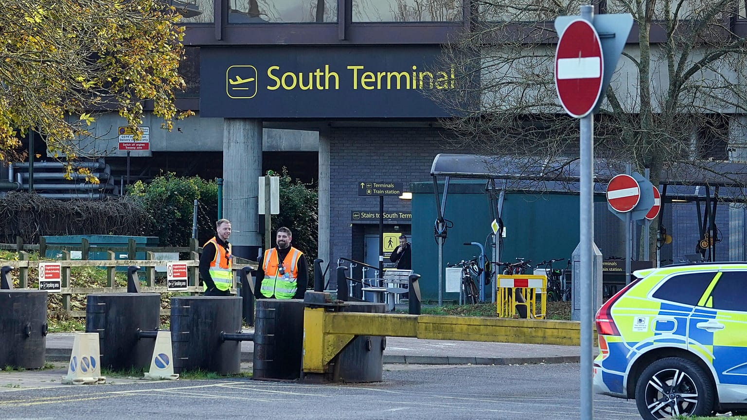 Gatwick Airport's South Terminal where flights were cancelled and delayed after a 'suspected prohibited item' was found in luggage, 22 November, 2024 