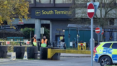 Gatwick Airport's South Terminal where flights were cancelled and delayed after a 'suspected prohibited item' was found in luggage, 22 November, 2024 