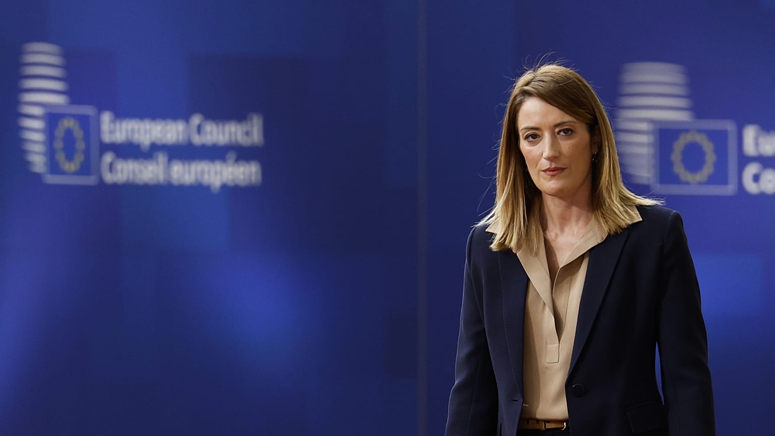 Roberta Metsola, az EP elnöke az októberi brüsszeli EU-csúcson