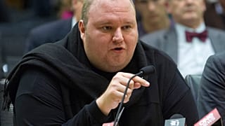 File picture of Kim Dotcom appearing before MPs in Wellington, New Zealand