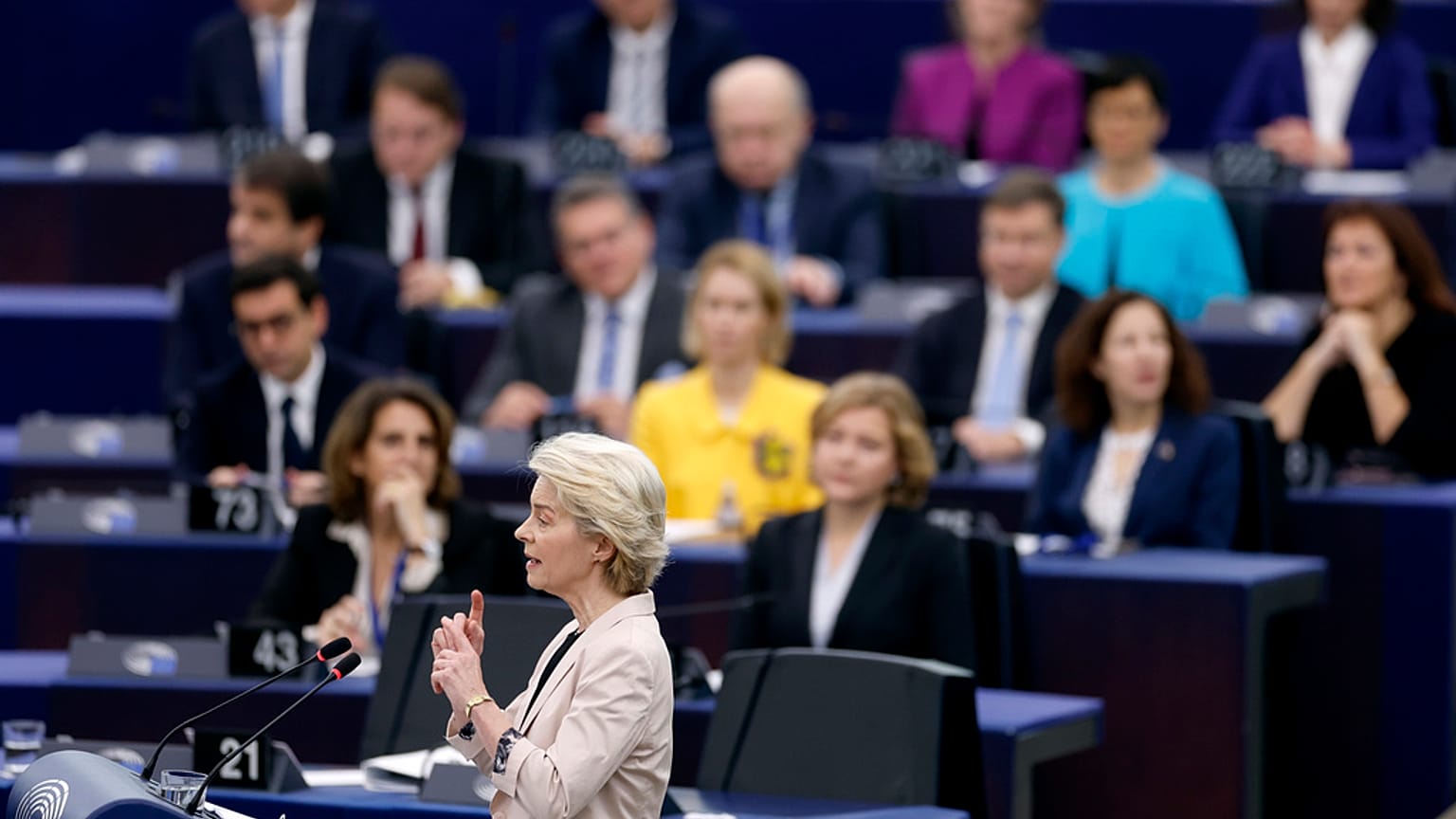 Ursula von der Leyen, az EB elnöke az EP strasbourgi ülésén