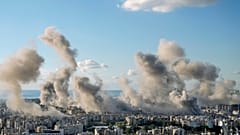 Bu fotoğrafta, İsrail hava saldırıları sırasında Lübnan'ın başkenti Beyrut'ta hasar alan yapılar görülüyor, 26 Kasım 2024