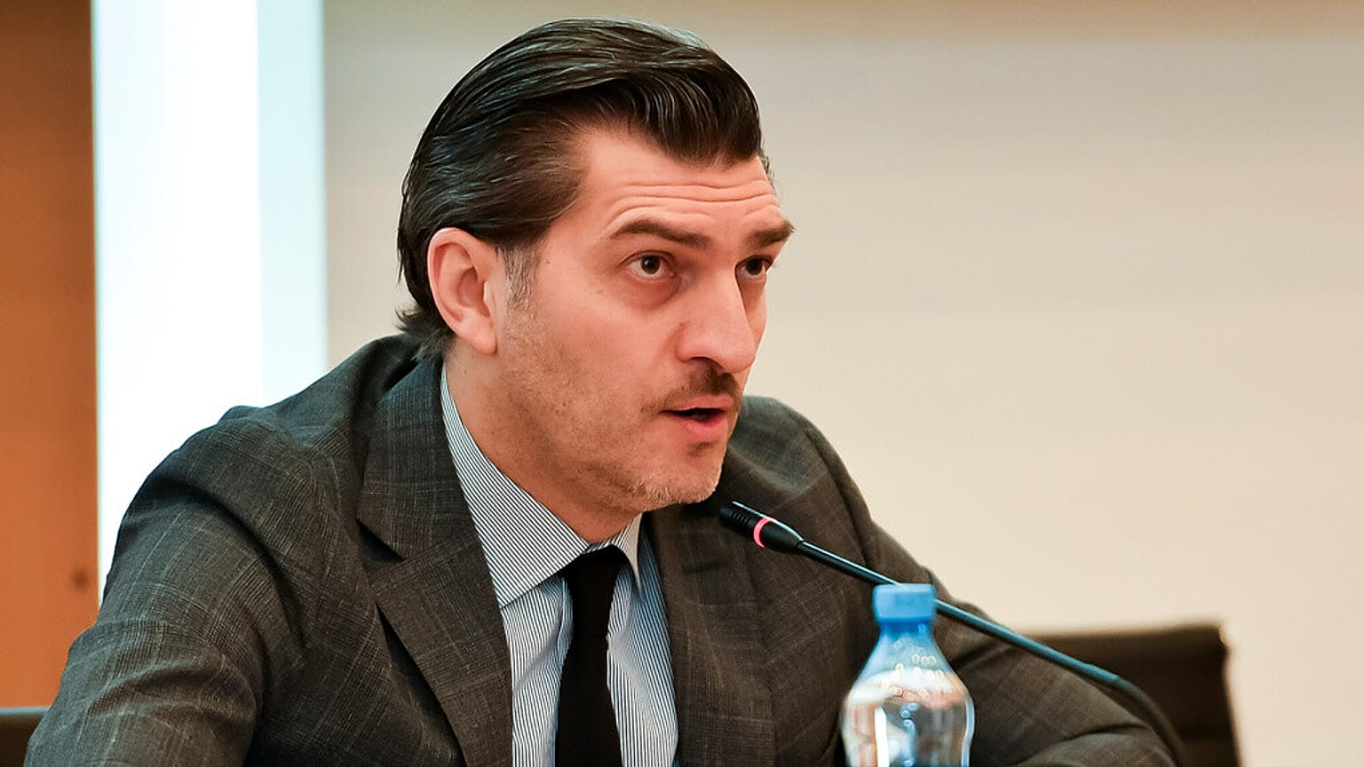 Dosya fotoğrafı: Mikheil Kavelashvili 14 Şubat 2019 tarihinde Gürcistan'ın başkenti Tiflis'te bir basın toplantısına katılıyor
