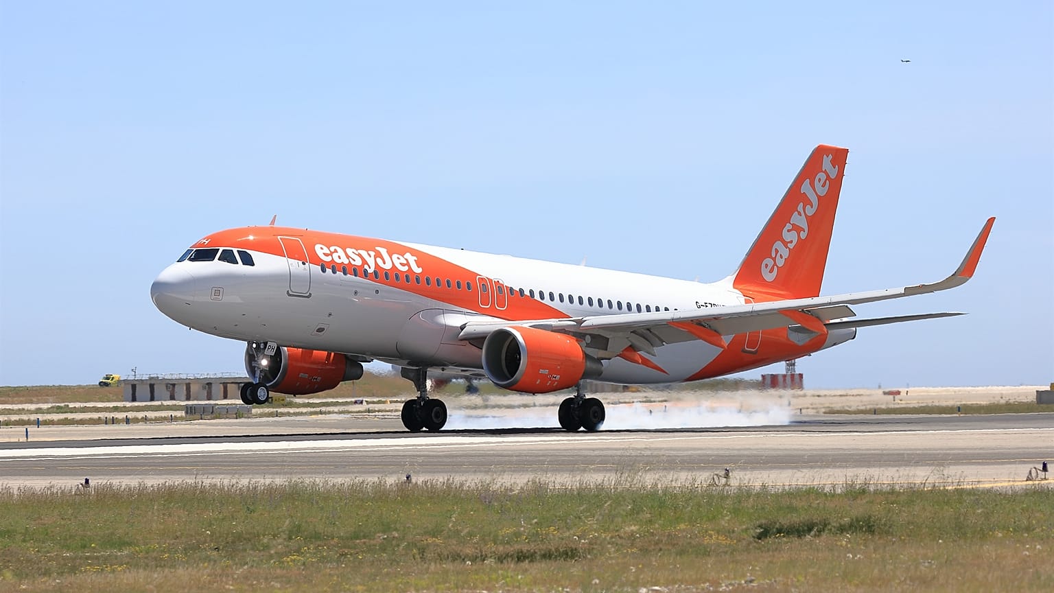 An EasyJet plane on an airport runway