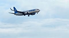 Ένα Boeing 737 της Air Europa προσεγγίζει για προσγείωση στη Λισαβόνα της Πορτογαλίας. 5 Ιουλίου 2023.