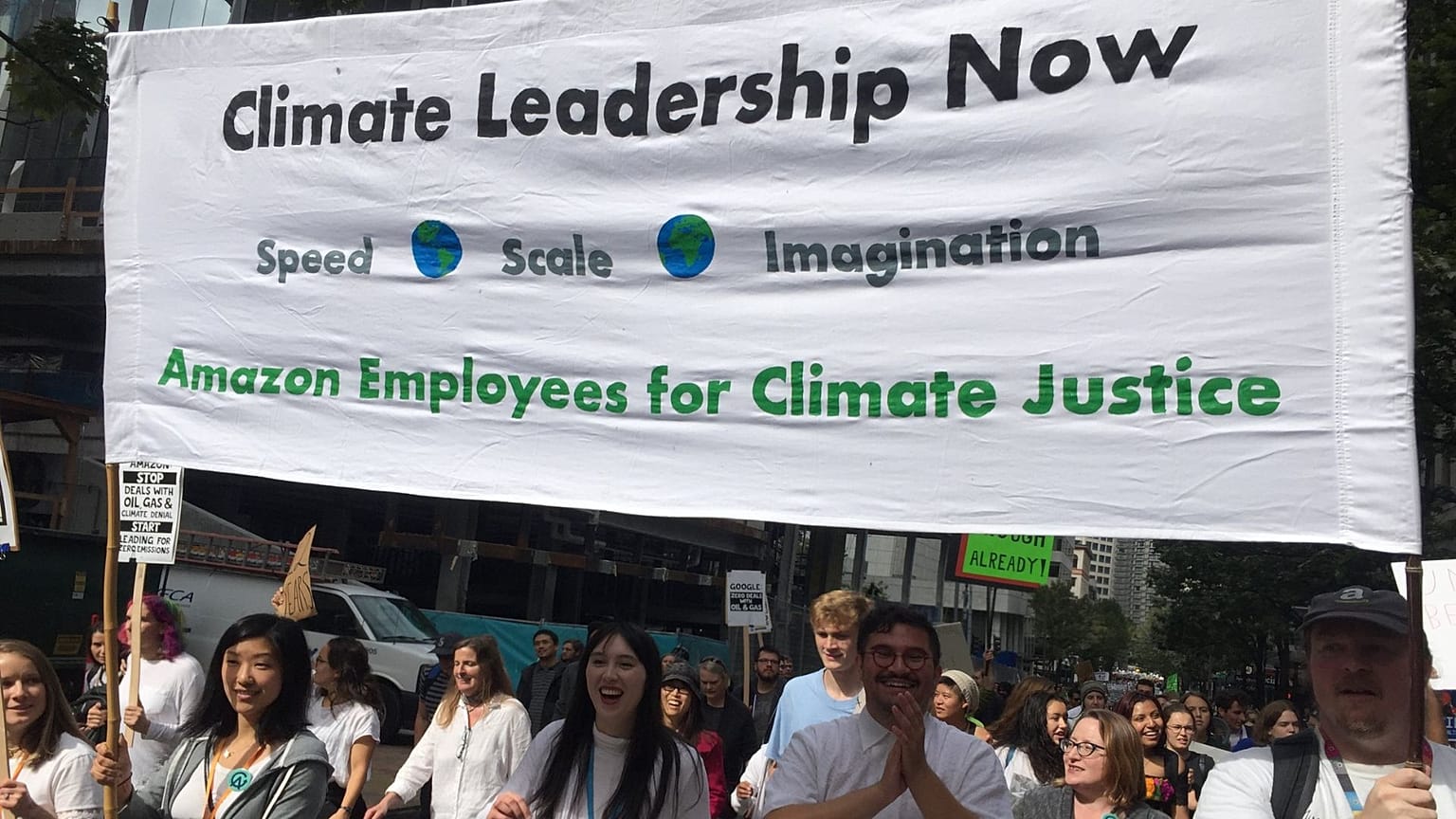 Amazon workers march for the climate