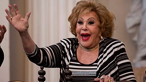 Mexican actress Silvia Pinal smile during the presentation the her book "Esta Soy Yo," or This is me, at the Palacio de Mineria International Book Fair in Mexico City, on Feb.