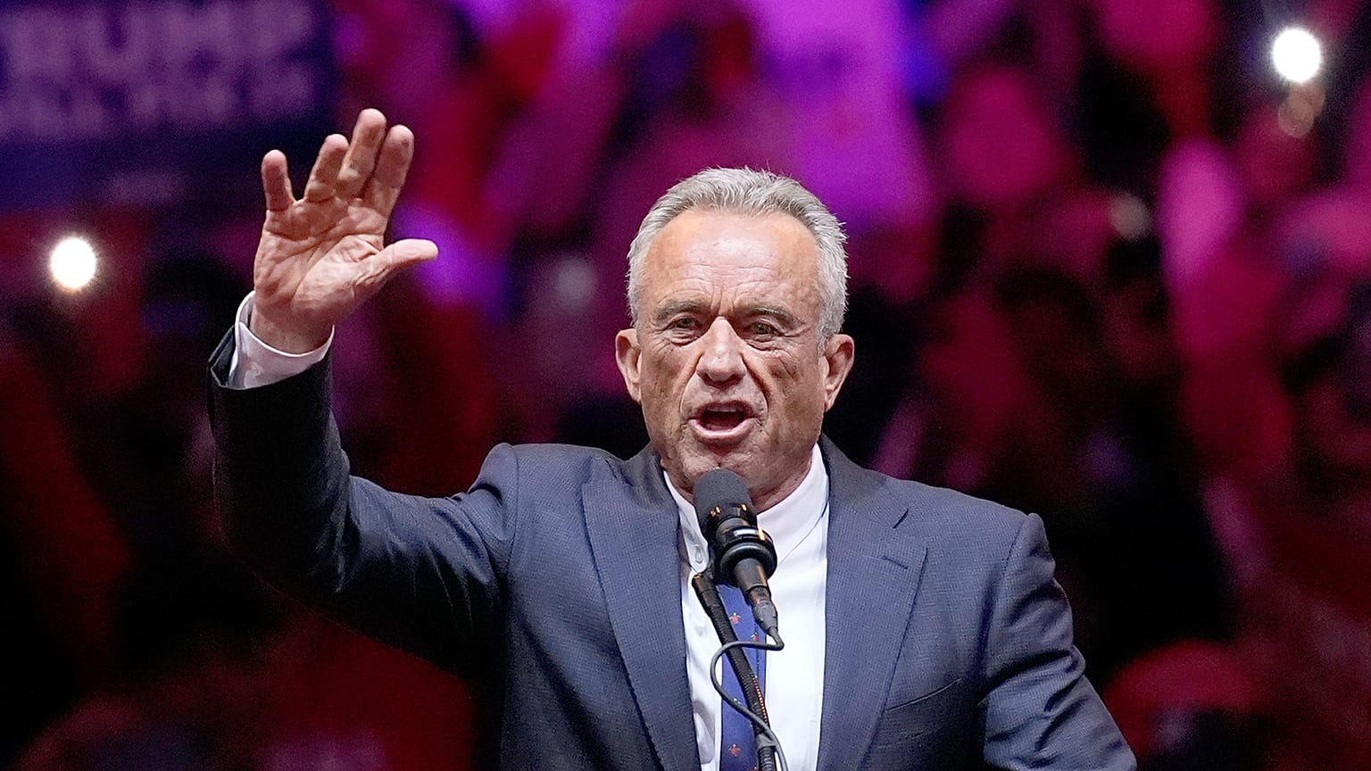 FILE: Robert Kennedy Jr speaks before Republican presidential nominee former President Donald Trump at a campaign rally at Madison Square Garden, 27 October 2024