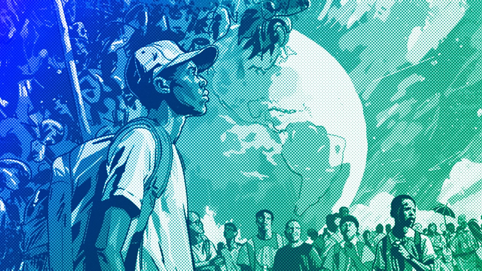 Climate change activists in the Global South, illustration