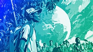 Climate change activists in the Global South, illustration