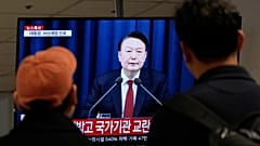 El presidente de Corea del Sur, tras la declaración institucional.