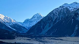 Yeni Zelanda'nın en yüksek dağı olarak bilinen Aoraki'nin görünümü, 17 Ağustos 2020