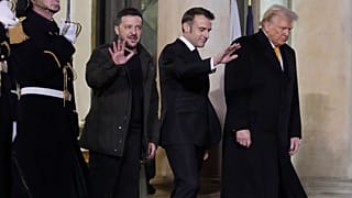 Zelensky, Macron e Trump, Parigi 7/12/2024