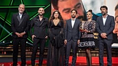 Leading cast members of Golden Star winner Happy Holidays with director Luca Guadagnino - Tawfiq Danial, Mona Copti, Tony Copti, Jiries Copti et Manar Shehab
