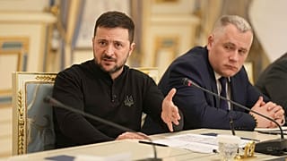 Ukrayna Cumhurbaşkanı Volodimir Zelenskiy, Kiev'de, Estonya Başbakanı Kristen Michal ile beraber, 9 Aralık 2024 