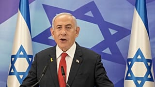 بنیامین نتانیاهو، نخست وزیر اسرائیل در یک نشست خبری 