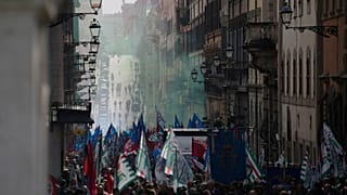 Manifestación durante la huelga general de octubre en Italia