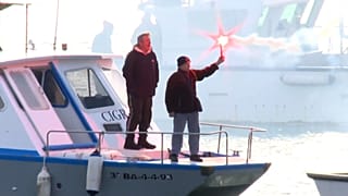 Les pêcheurs manifestent devant le siège de la Commission européenne à Madrid contre les quotas de jours de pêche