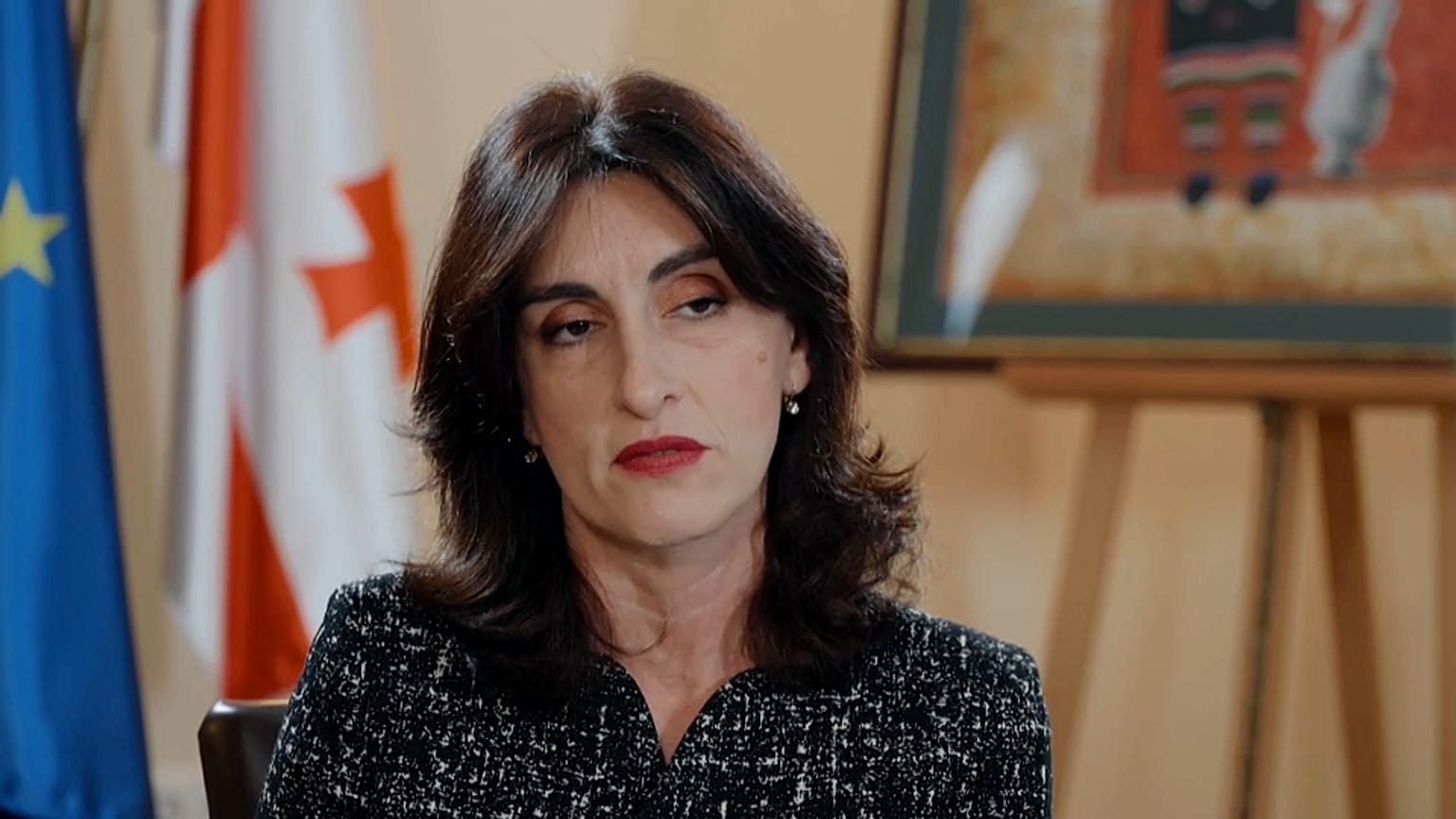 La ministre des Affaires étrangères de la Géorgie, Maka Botchorishvili, s'entretient avec Euronews, 11 décembre 2024, Budapest, Hongrie.