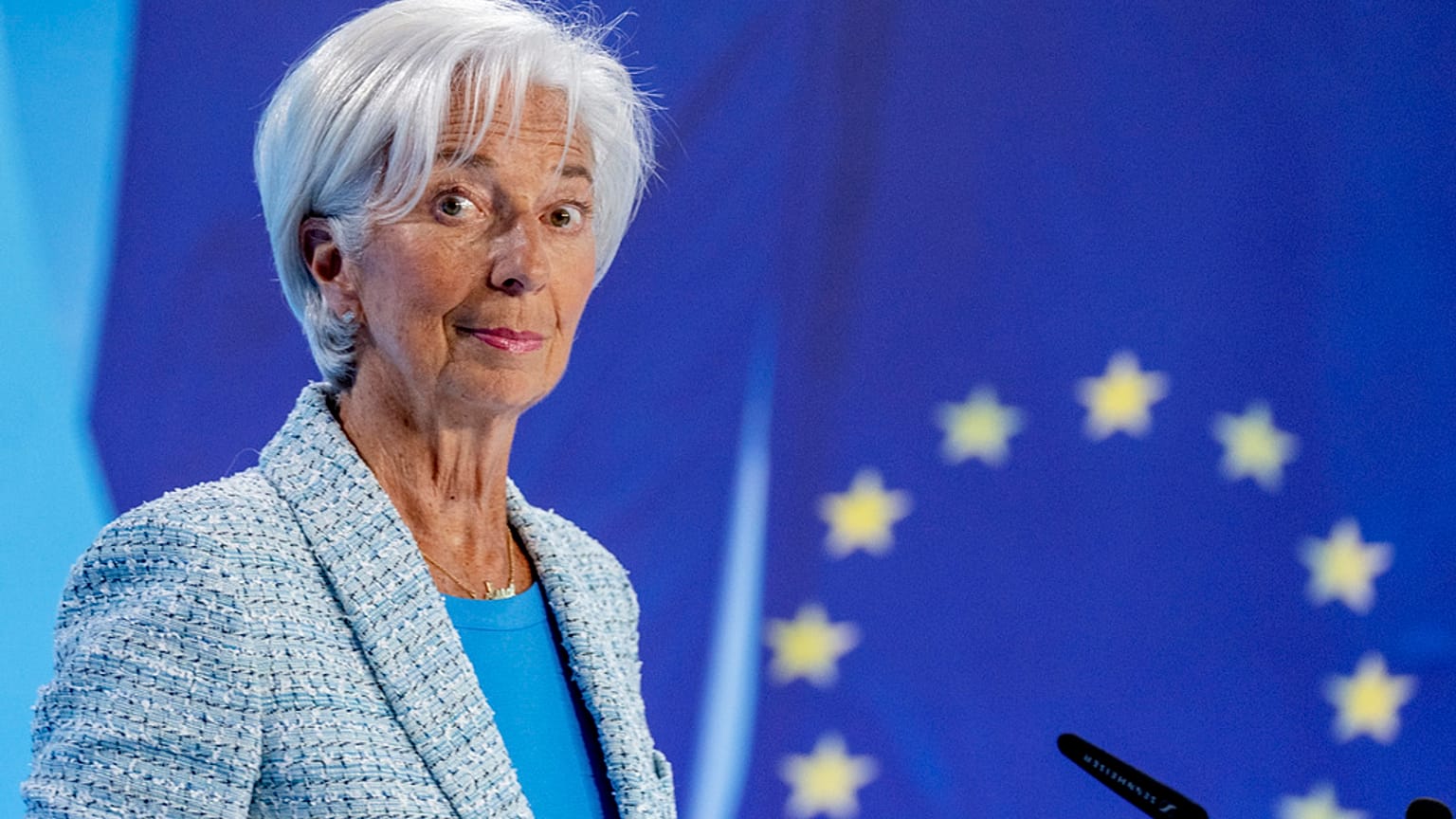 La présidente de la Banque centrale européenne, Christine Lagarde, participe à une conférence de presse à Francfort, en Allemagne, le 6 juin 2024.