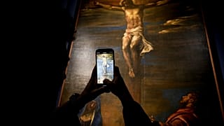 'The Crucifixion' by artist Tiziano Vecellio, exhibited in the Capitoline Museums for the beginning of the Jubilee of 2025, in Rome