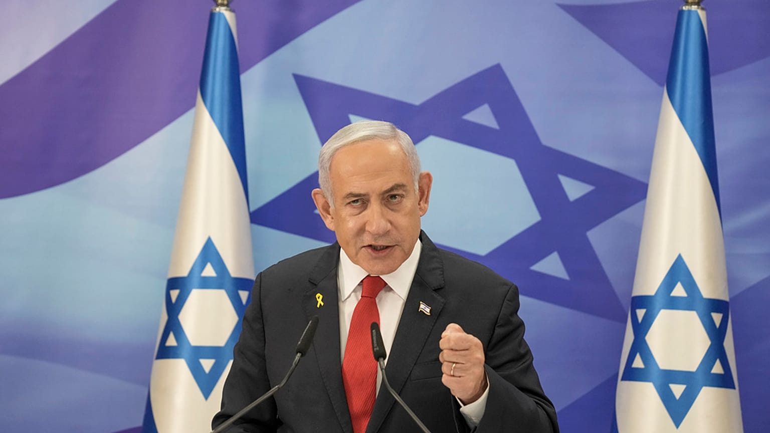 İsrail Başbakanı Binyamin Netanyahu Kudüs'te düzenlediği basın toplantısında konuşuyor, 9 Aralık 2024.