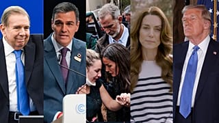 Edmundo González Urrutia, Pedro Sánchez, los Reyes de España consolando a una víctima de la DANA de Valencia, la princesa de Gales Kate Middleton y Donald Trump. 