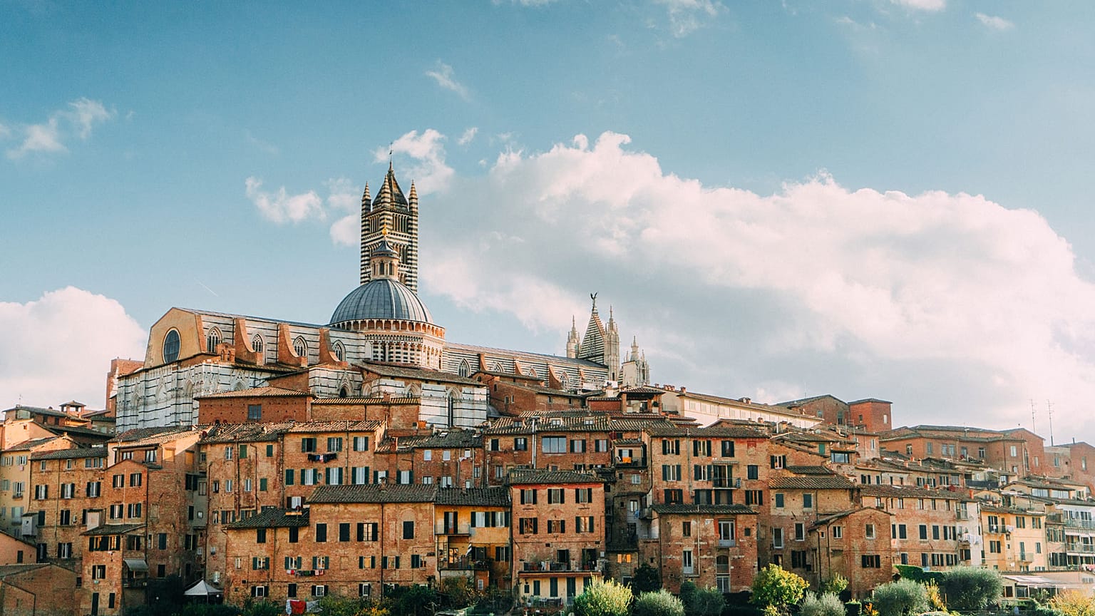 Scenic view of Siena from viewpoint, Tuscany, Italy 